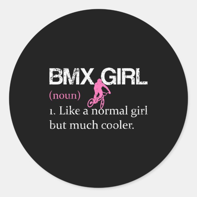 Pegatina Redonda Bmx Girl Definition Funny Bmx Women Rider Cool Bik (Anverso)