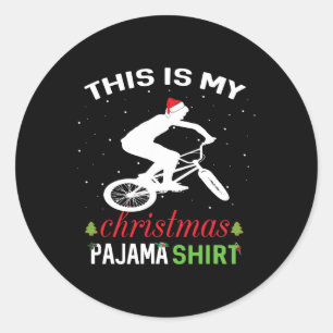 Pegatina Redonda Bmx Rider Xmas Regalo Tee Familia Coincidiendo Paj