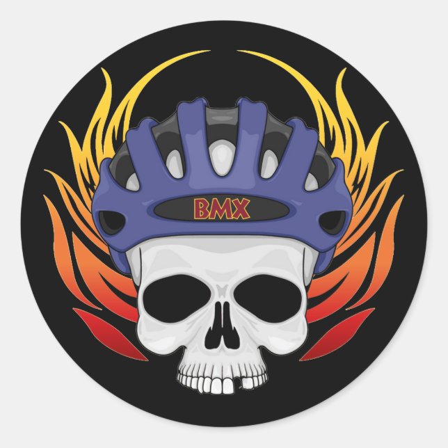 Pegatina Redonda BMX Skull (Anverso)