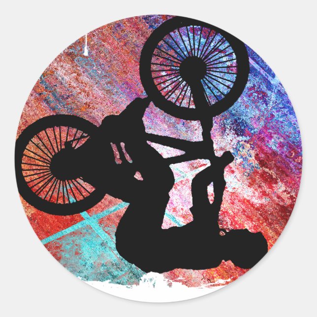 Pegatina Redonda BMX sobre Rusty Grunge (Anverso)