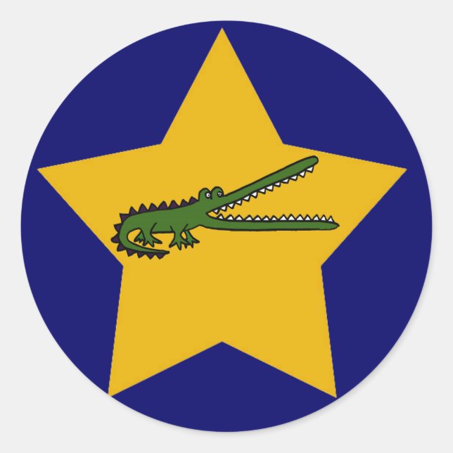 Pegatina Redonda BN: Pegatinas de cocodrilos con estrella de oro (Anverso)