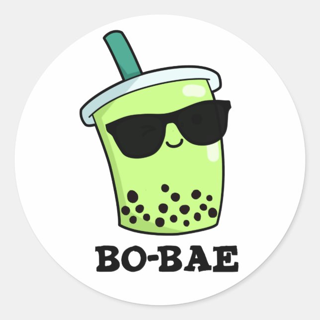 Pegatina Redonda Bo-bae Funny Boba Tea Pun (Anverso)