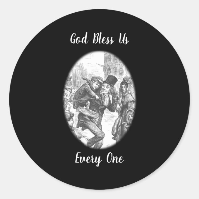 Pegatina Redonda Bob Cratchit Tiny Tim A Christmas Carol  (Anverso)