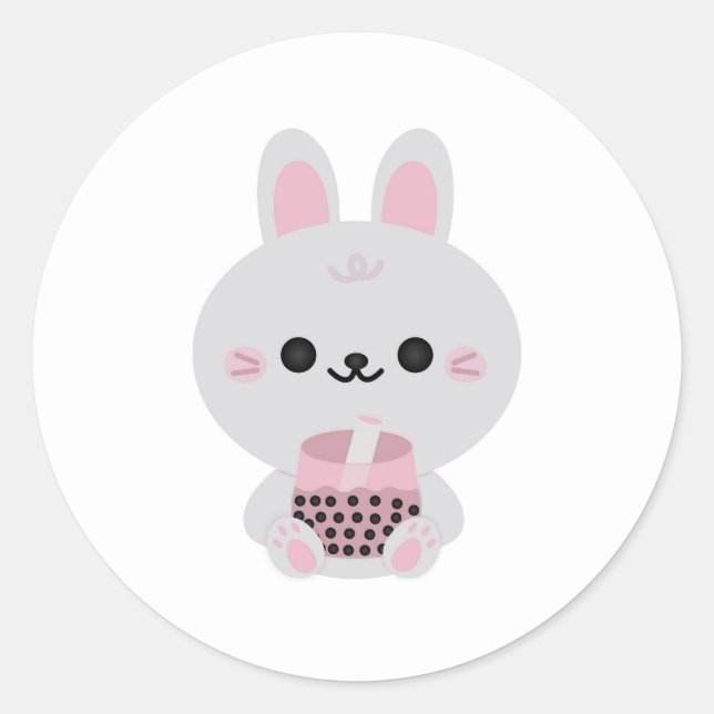 Pegatina Redonda Boba Bunny Pink (Anverso)