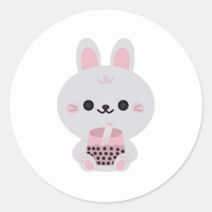 Pegatina Redonda Boba Bunny Pink