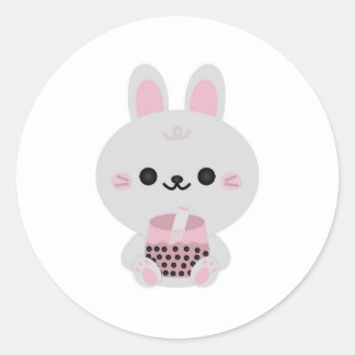 Pegatina Redonda Boba Bunny Pink