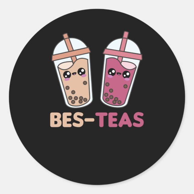 Pegatina Redonda Boba Fiesta del mejor amigo del té de burbuja Boba (Anverso)