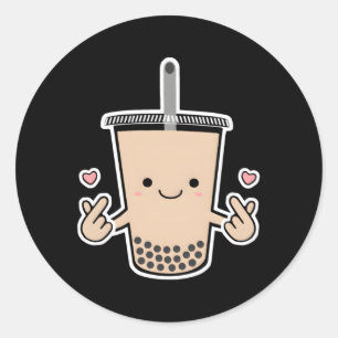 Pegatina Redonda Boba K-Pop Bubble Tea Dedo Coreano Kpop