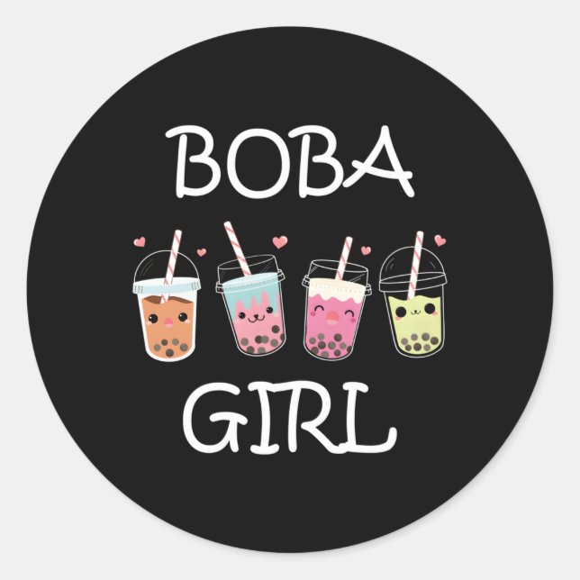Pegatina Redonda Boba Kawaii Bubble Tea Ns (Anverso)