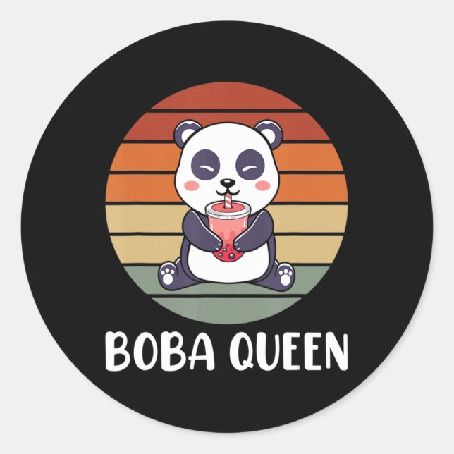 Pegatina Redonda Boba Queen Bubble Tea japonés Cute Panda Anime Ka (Anverso)