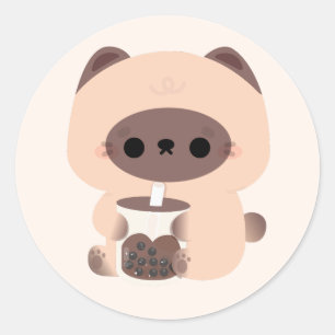 Pegatina Redonda Boba Siamese Cat