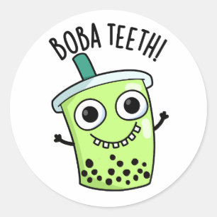 Pegatina Redonda Boba Teeth Funny Boba Tea Pun