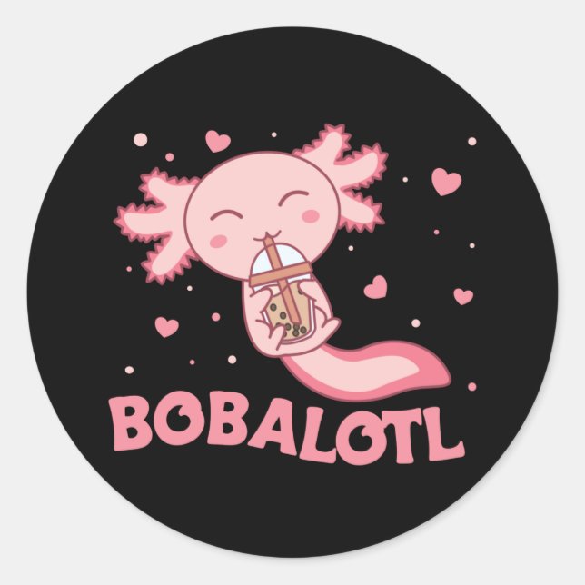 Pegatina Redonda Bobalotl Axolotl Amantes de los dulces animales Bu (Anverso)