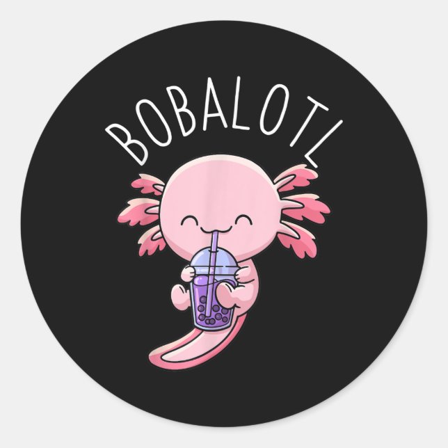Pegatina Redonda Bobalotl Axolotl Boba Tea Bubble Leche (Anverso)