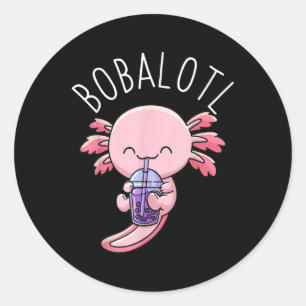 Pegatina Redonda Bobalotl Axolotl Boba Tea Bubble Leche