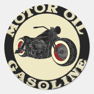 Pegatina Redonda - Bobber - motor Oil Gasoline -