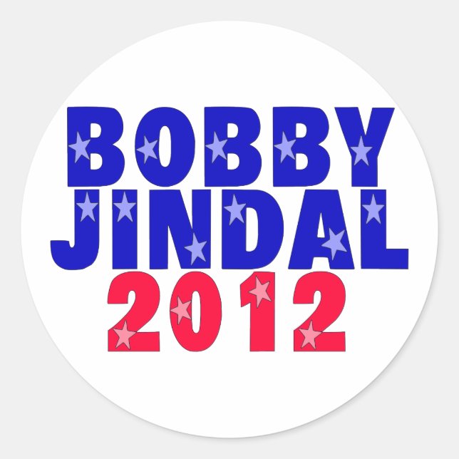 Pegatina Redonda Bobby Jindal (Anverso)