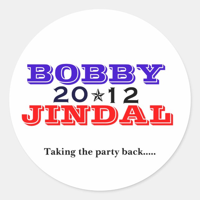 Pegatina Redonda Bobby Jindal 2012 (Anverso)