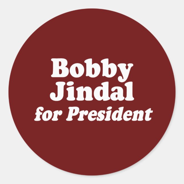 PEGATINA REDONDA BOBBY JINDAL PARA EL PRESIDENTE 2 (Anverso)