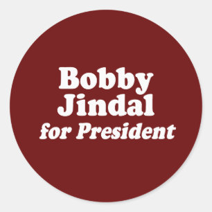 PEGATINA REDONDA BOBBY JINDAL PARA EL PRESIDENTE 2