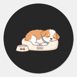 Pegatina Redonda Bobby Sleeping Dog Sticker: Cozy Minimalist Puppy