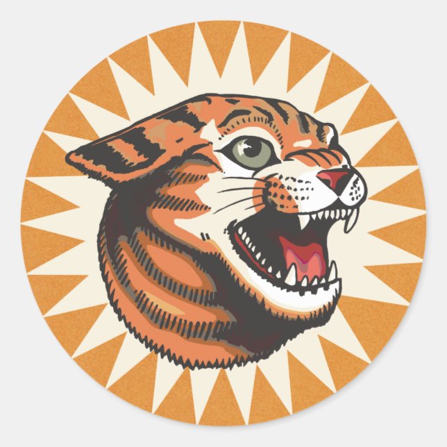 Pegatina Redonda BobCat malintencionado (Anverso)