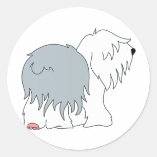 Pegatina Redonda Bobtail Sheepdog