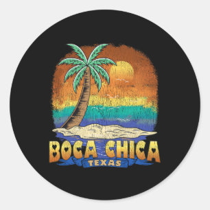 Pegatina Redonda Boca Chica Texas Vintage Distresres Souvenir