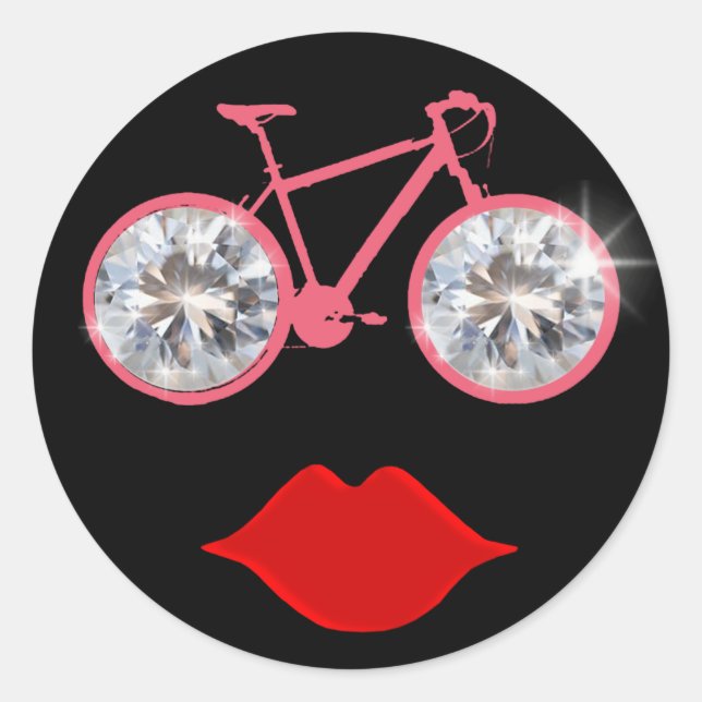 Pegatina Redonda boca de bicicleta de diamantes (Anverso)