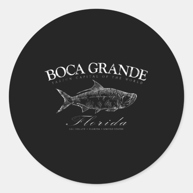 Pegatina Redonda Boca Grande Tarpon Capital Del Mundo Gasparilla (Anverso)