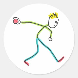 Pegatina Redonda Bocce Ball Stickman