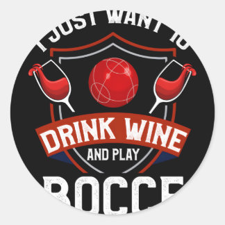 Pegatina Redonda Bocce Bocce Ball Wine Bocce Player