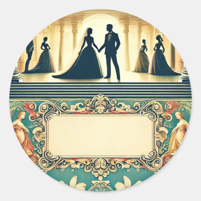 Pegatina Redonda boda (Anverso)