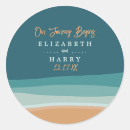 Pegatina Redonda Boda abstracta de Ocean Beach