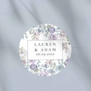 Pegatina Redonda Boda acuarela floral boho