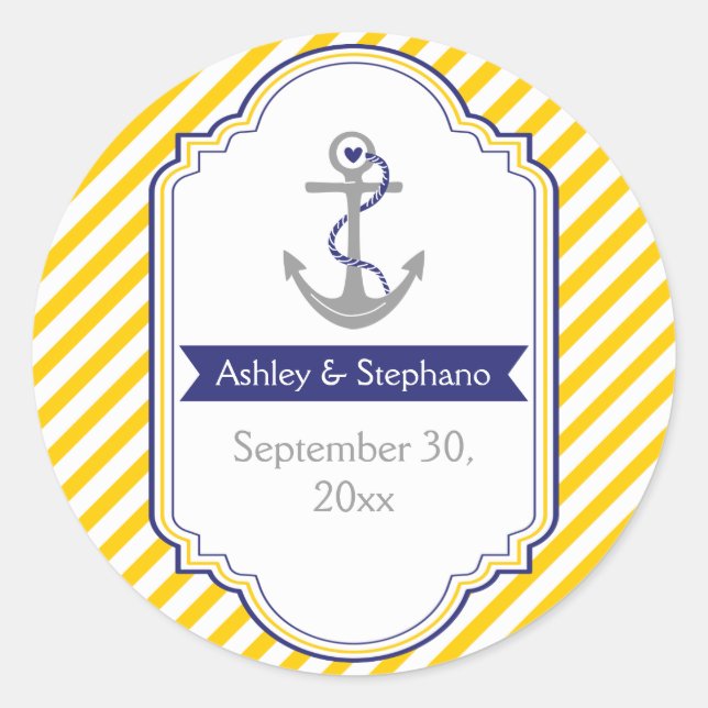 Pegatina Redonda Boda acuática amarilla blanca y amarilla Salva la  (Anverso)