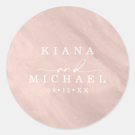 Pegatina Redonda Boda acuático moderno Rosa Gold ID816