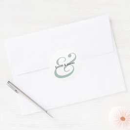Pegatina Redonda Boda Ampersand Esmeralda | Sobre con Monograma