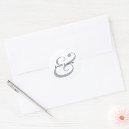Pegatina Redonda Boda Ampersand Navy | Sobre con Monograma