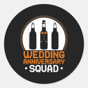 Pegatina Redonda Boda Aniversario Squad Funny Bebiendo Lover Bri