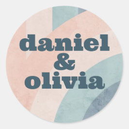 Pegatina Redonda Boda arcoiris de los años 70