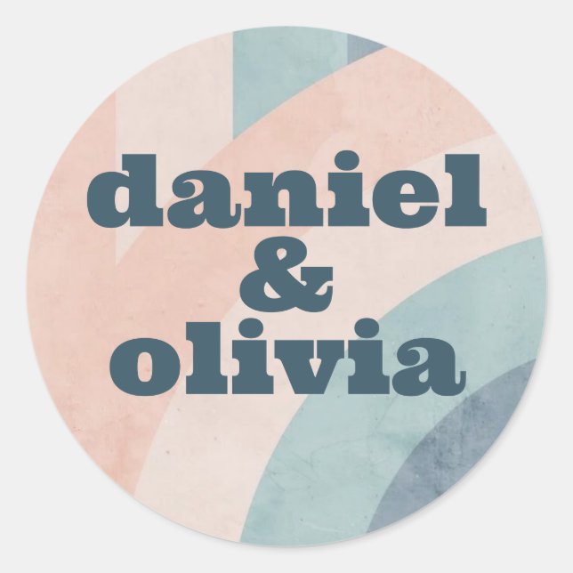 Pegatina Redonda Boda arcoiris de los años 70 (Anverso)