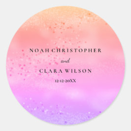 Pegatina Redonda Boda arcoiris El amor colorido a la moda es rosa