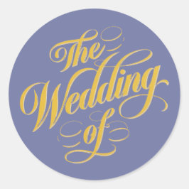 Pegatina Redonda Boda Audaz De Blueberry Sobre Tipografía Sunshine