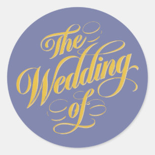 Pegatina Redonda Boda Audaz De Blueberry Sobre Tipografía Sunshine