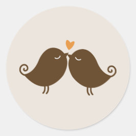 Pegatina Redonda Boda Autumn Lovebirds