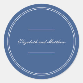 Pegatina Redonda Boda azul clásico elegante