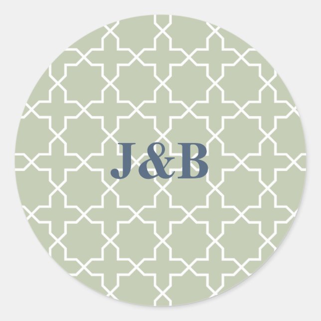 Pegatina Redonda Boda azul con patrón de laberinto (Anverso)