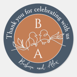 Pegatina Redonda Boda Azul de la Marina Gracias