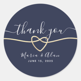 Pegatina Redonda Boda Azul de la Marina Minimalista moderna Gracias